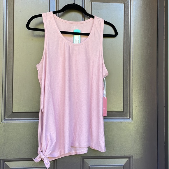Market & Spruce Active Side Tie Tank in Pink, size L - Picture 3 of 8
